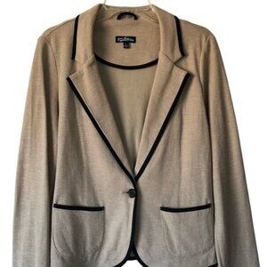 Freshman Brand Sweater Blazer in Tan with Black Lining, Juniors Large